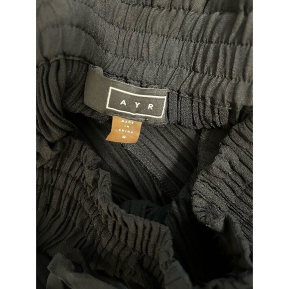 AYR Pleaded Barrel Leg Jogger Pants Size S Black Side Slits Drawcord - Picture 3 of 12